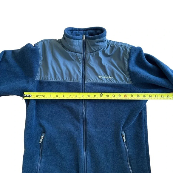 Columbia Blue Full Zip Fleece Jacket Long Sleeve Mock Neck Sportswear Outdoors M - Picture 4 of 9